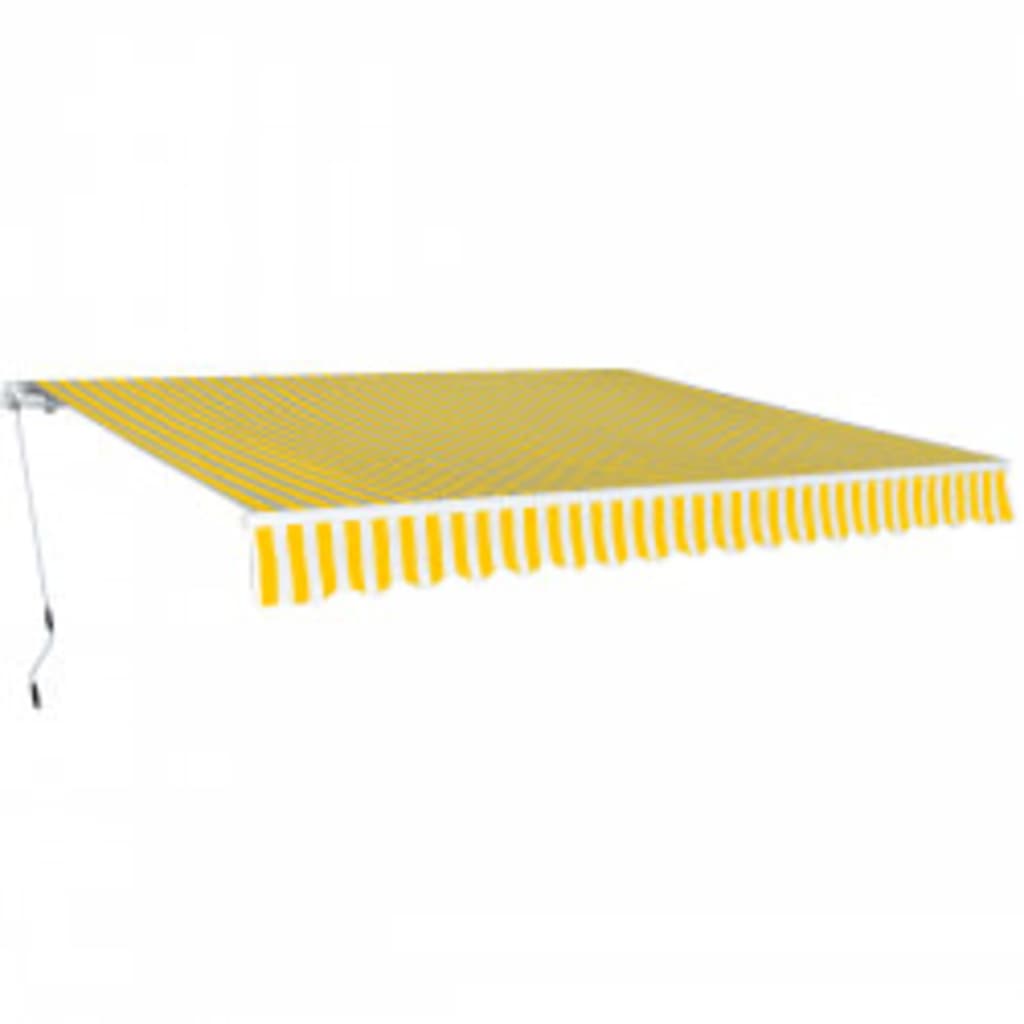 Toldo Plegable De Operación Manual 600 Cm Amarillo Y Blanco_1