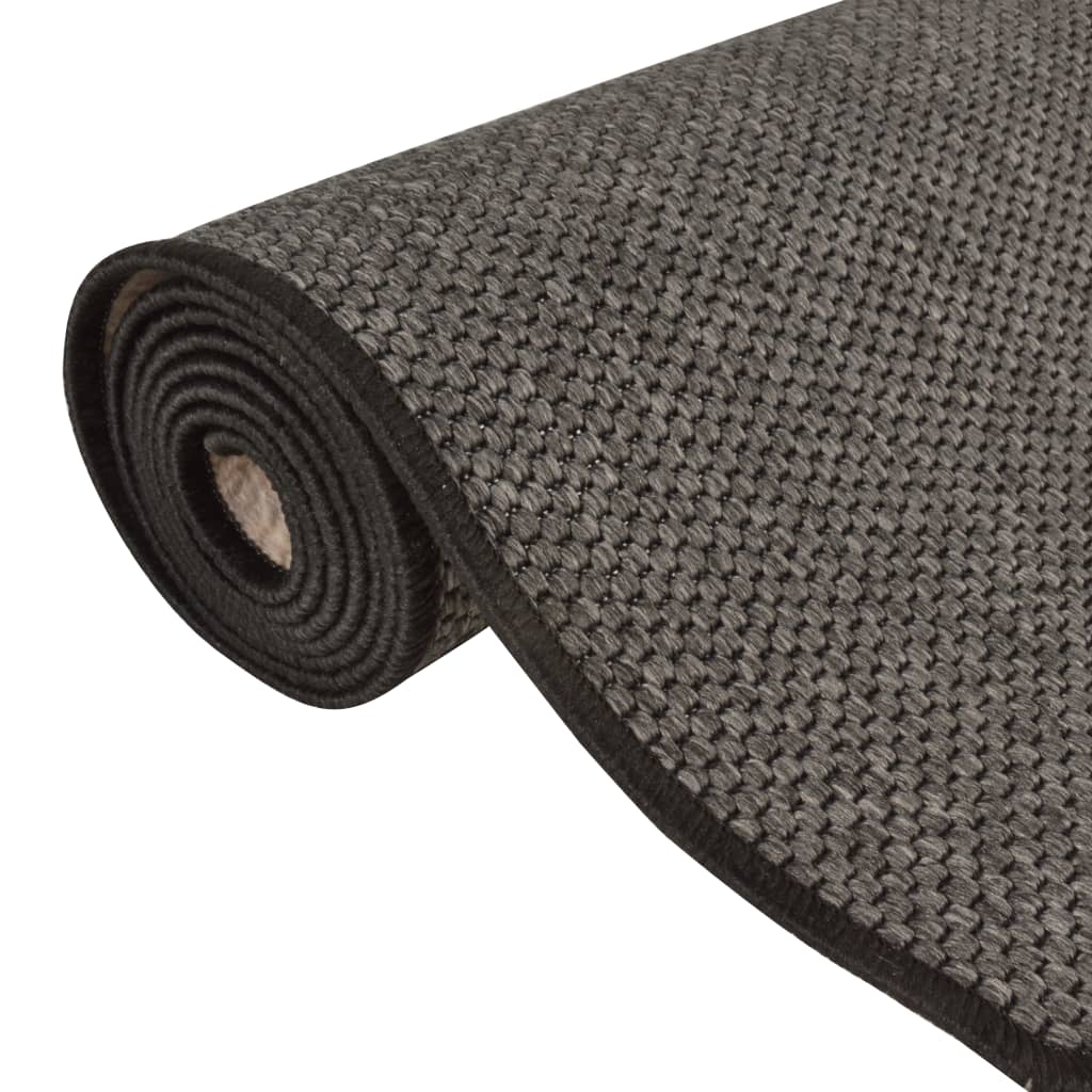 Alfombra De Pasillo Con Aspecto Sisal Gris Antracita 50x250 Cm / Vetonek_3