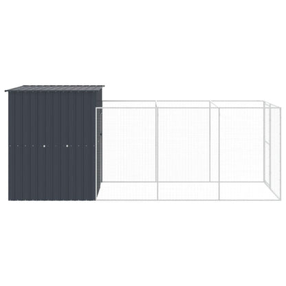 Caseta De Perros Con Corral Acero Galvanizado 165x455x181 Cm_3