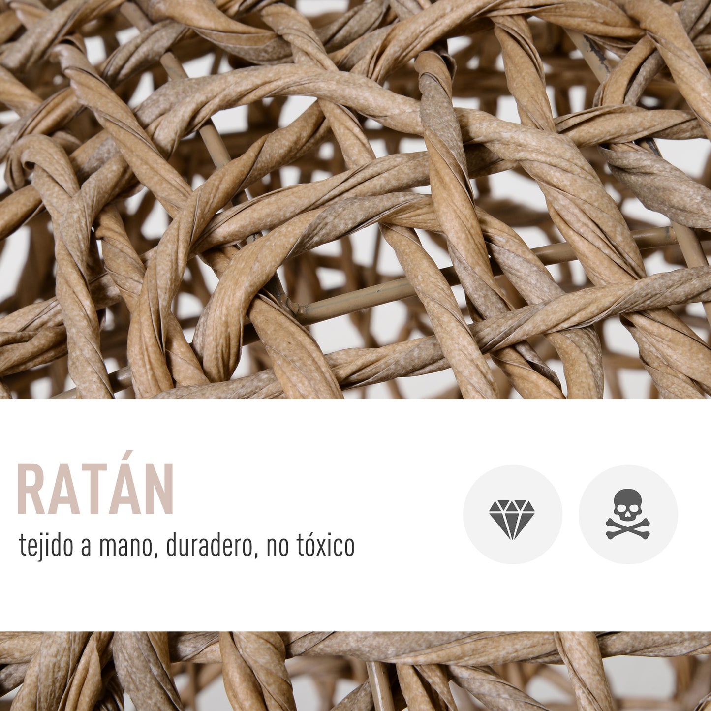 Pawhut Cueva De Ratán Con Cojín Para Gatos Base Elevada Con 3 Patas Φ52x58 Cm_3