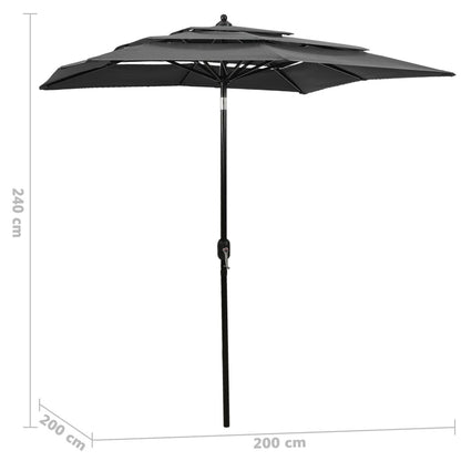Vidaxl Sombrilla Jardín 3 Niveles Palo De Aluminio Antracita 2,5x2,5 M_2