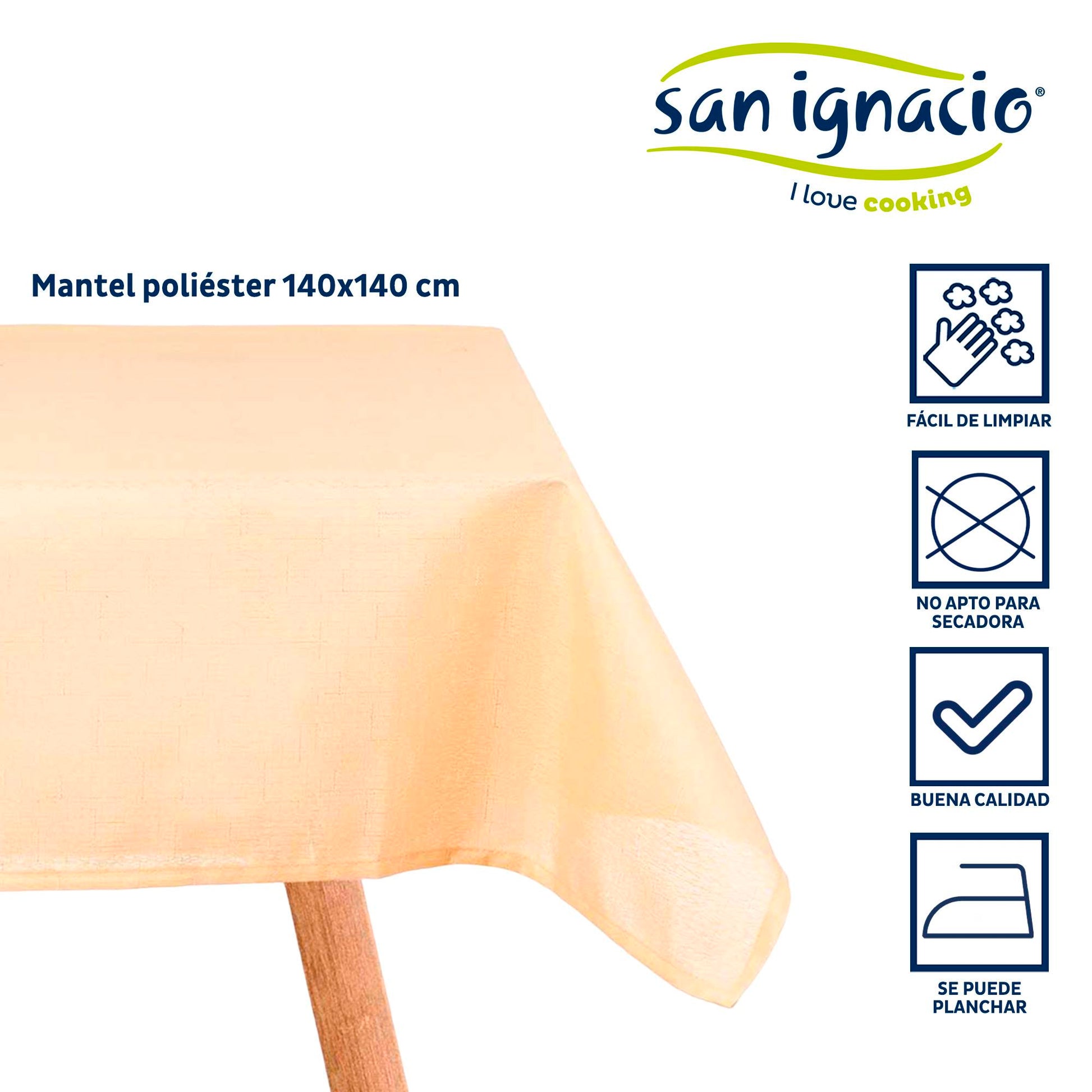 Mantel Poliester 140x140cm Beige Colección Kinvara