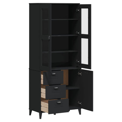 Aparador Alto Viken Madera Maciza De Pino Negro 80x40x190 Cm / Vetonek_5