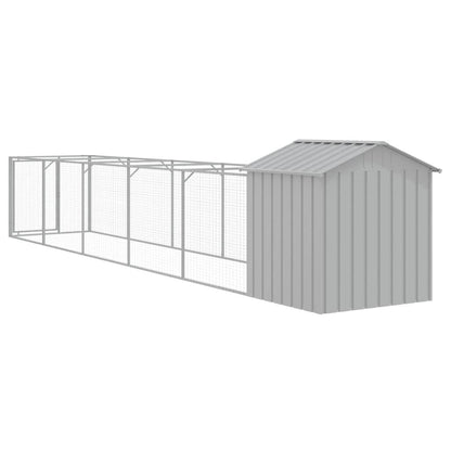 Vidaxl Caseta Perros Tejado Acero Galvanizado Gris Claro 117x609x123cm_4