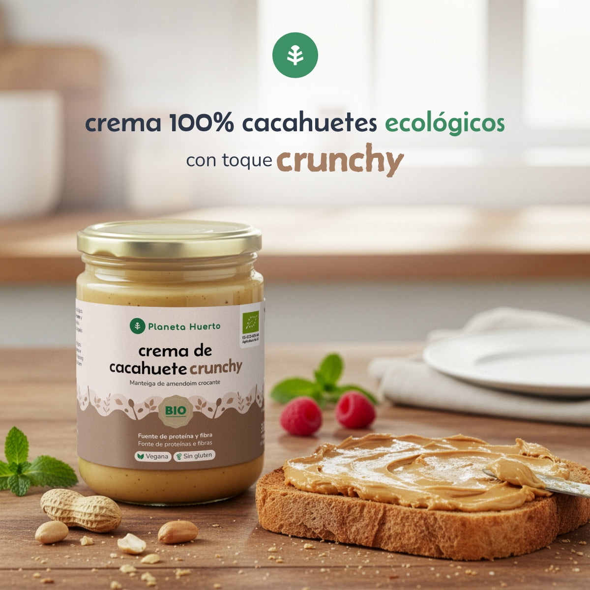 Crema de Cacahuete Crunchy ECO Planeta Huerto 350g