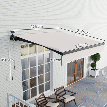 Outsunny Toldo Manual Retráctil 3x2,5 M Con Luces Led Ángulo Ajustable Crema_2