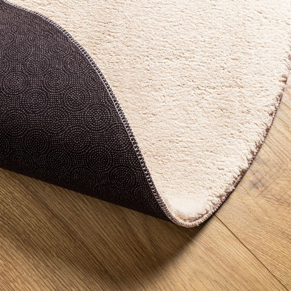Vidaxl Alfombra De Pelo Corto Suave Lavable Huarte Beige Ø 80 Cm_4
