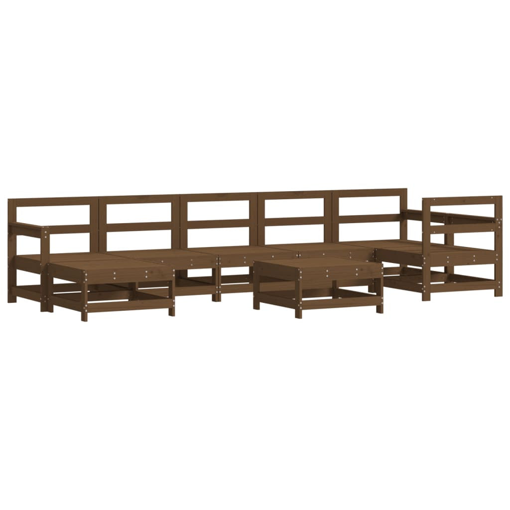 Vidaxl Juego Muebles De Jardín 8 Pzas Madera Maciza Pino Marrón Miel_0