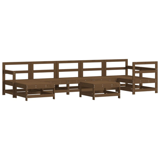 Vidaxl Juego Muebles De Jardín 8 Pzas Madera Maciza Pino Marrón Miel_0