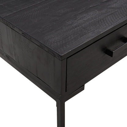 Mesa De Centro Madera Maciza De Pino Negro 90x50x35 Cm_4