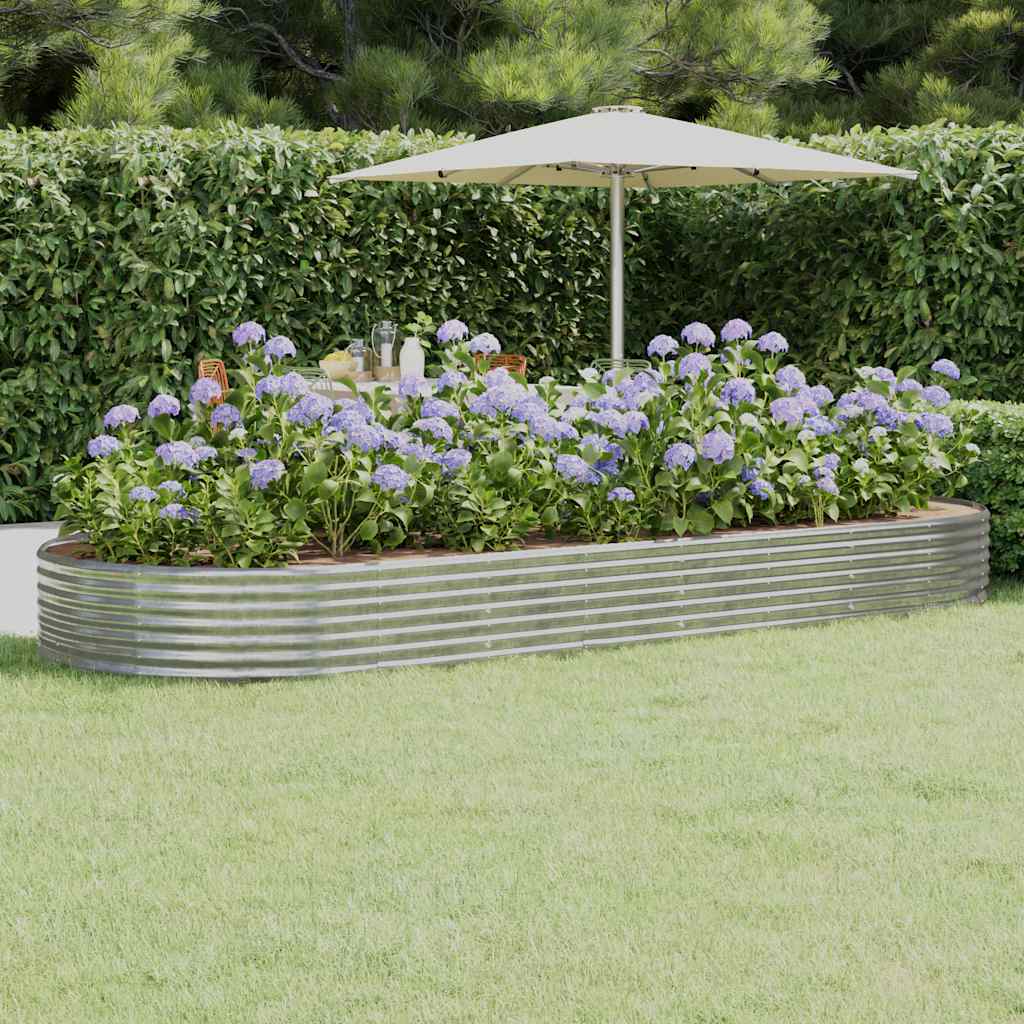 Jardinera Arriate Acero Galvanizado Plata 373x140x36 Cm_1
