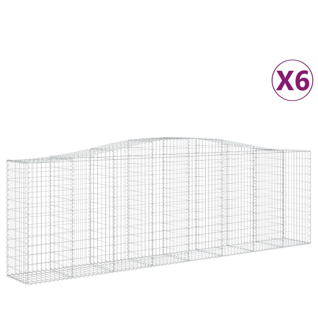 Cestas De Gaviones 6 Uds Forma De Arco Hierro 400x50x120/140 Cm_0