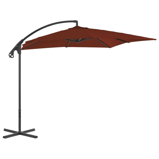 Vidaxl Sombrilla De Jardín Voladiza Palo De Acero Terracota 250x250 Cm_0