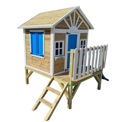 Casita Infantil De Madera Por Paneles Masgames Visby Elevada 60 Cm Azul._1