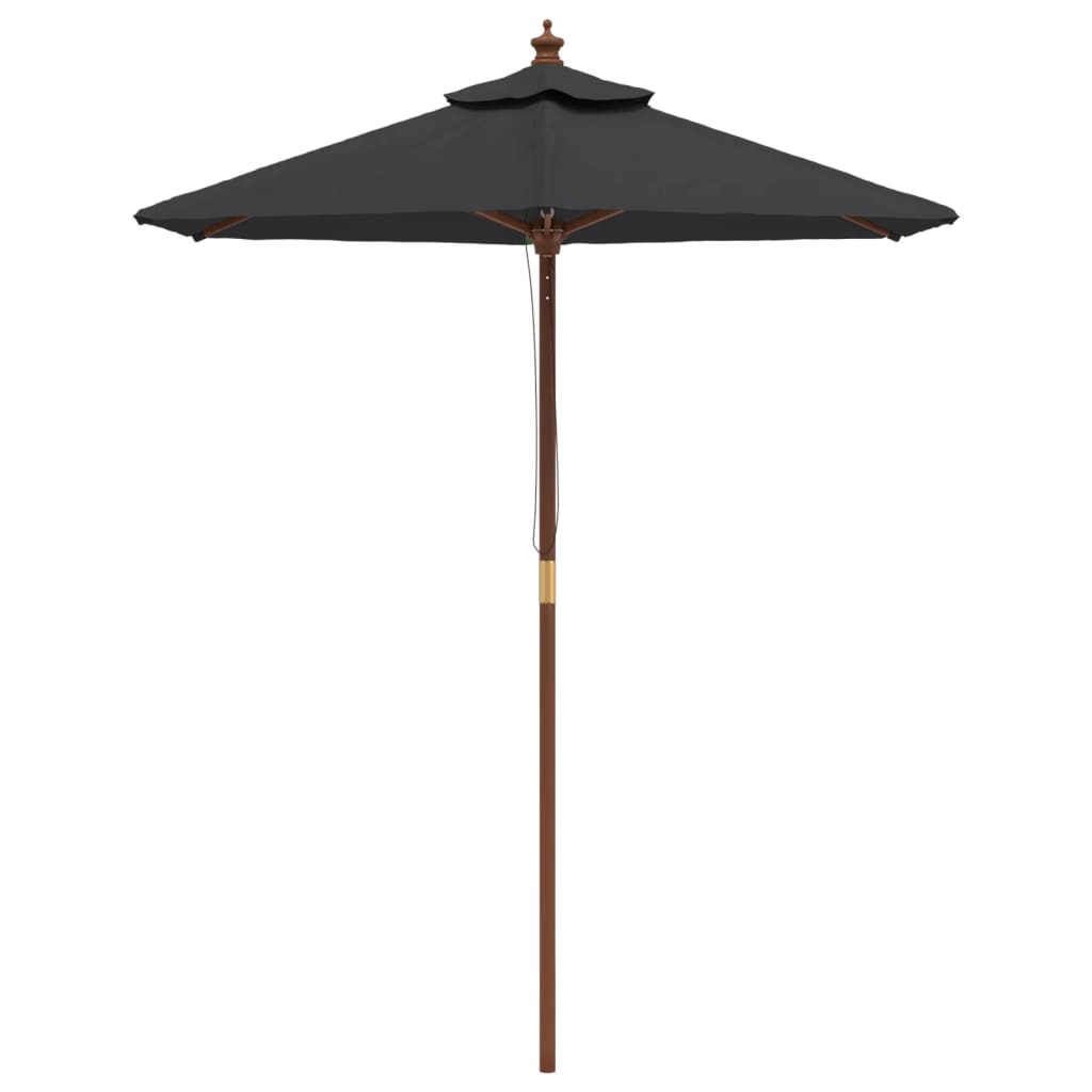 Sombrilla De Jardín Con Poste De Madera Negro 196x231 Cm_1