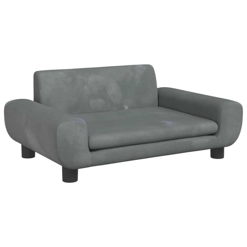 Cama Para Perros De Terciopelo Gris Oscuro 70x45x33 Cm / Vetonek_2