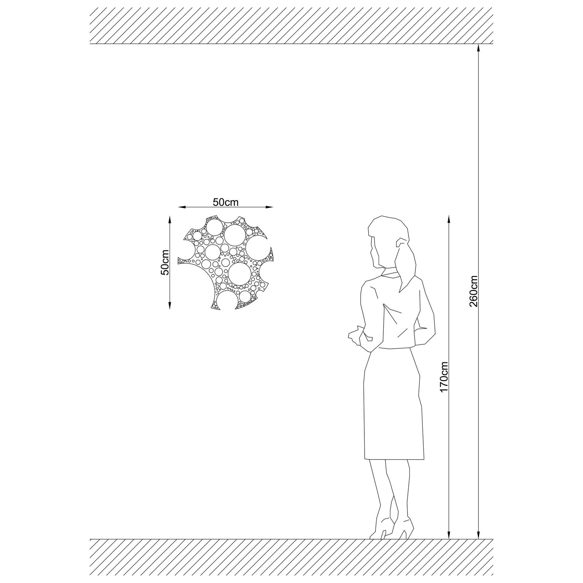 Aplique De Pared, Mdf , Negro, 50x12x50, Casquillo E 27 Max 100 W