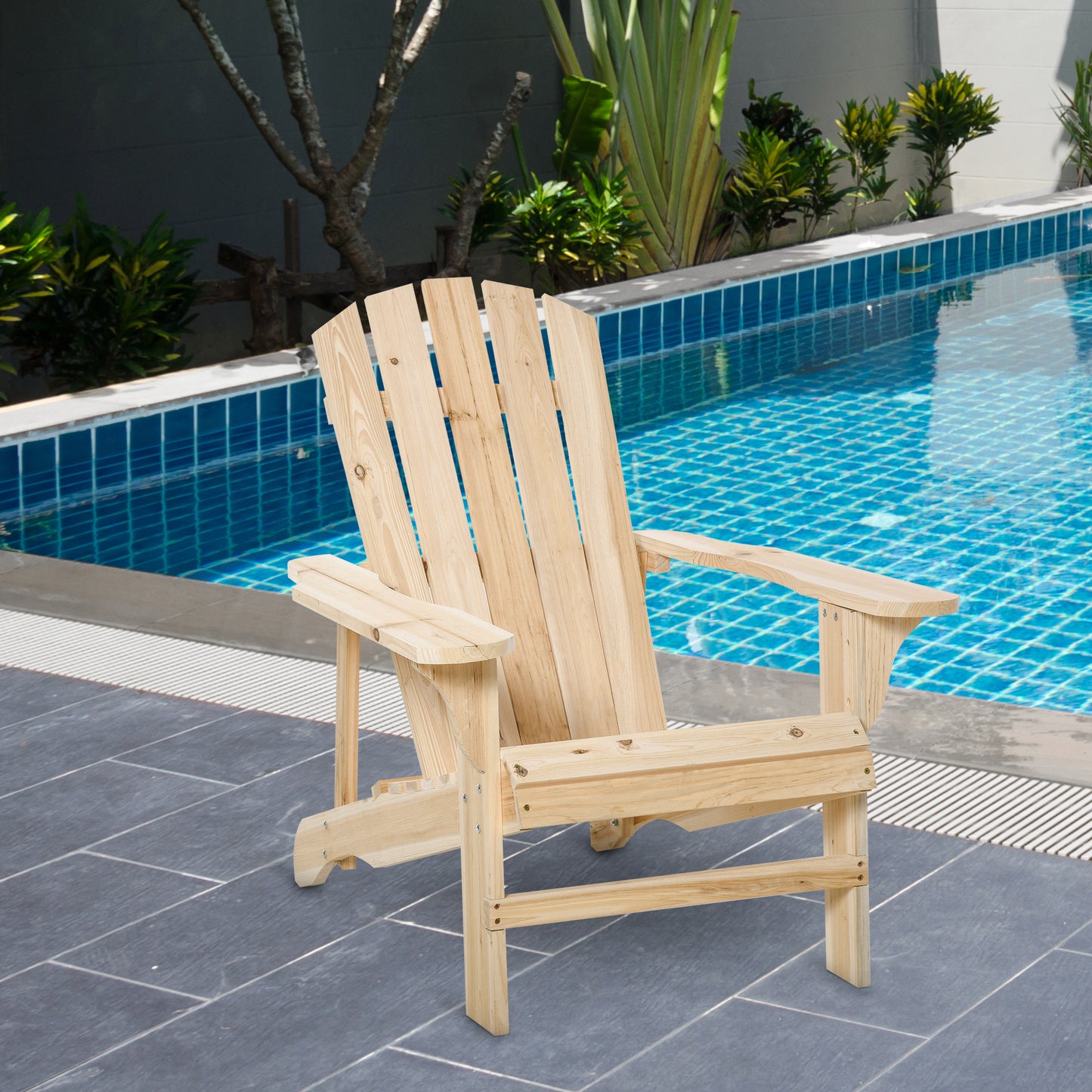 Outsunny Silla Adirondack De Madera Carga 150 Kg 78x89x88 Cm Natural_3