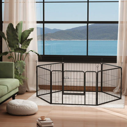 Pawhut Parque Para Perros De 6 Paneles De 60 Cm De Altura Con Puerta Negro_1