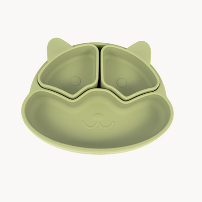 Plato Con Divisiones Extraíbles Y Forma De Perrito - Verde Oliva.