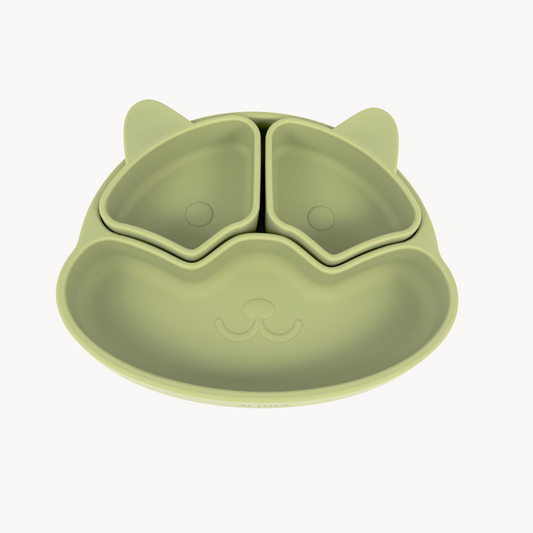 Plato Con Divisiones Extraíbles Y Forma De Perrito - Verde Oliva.