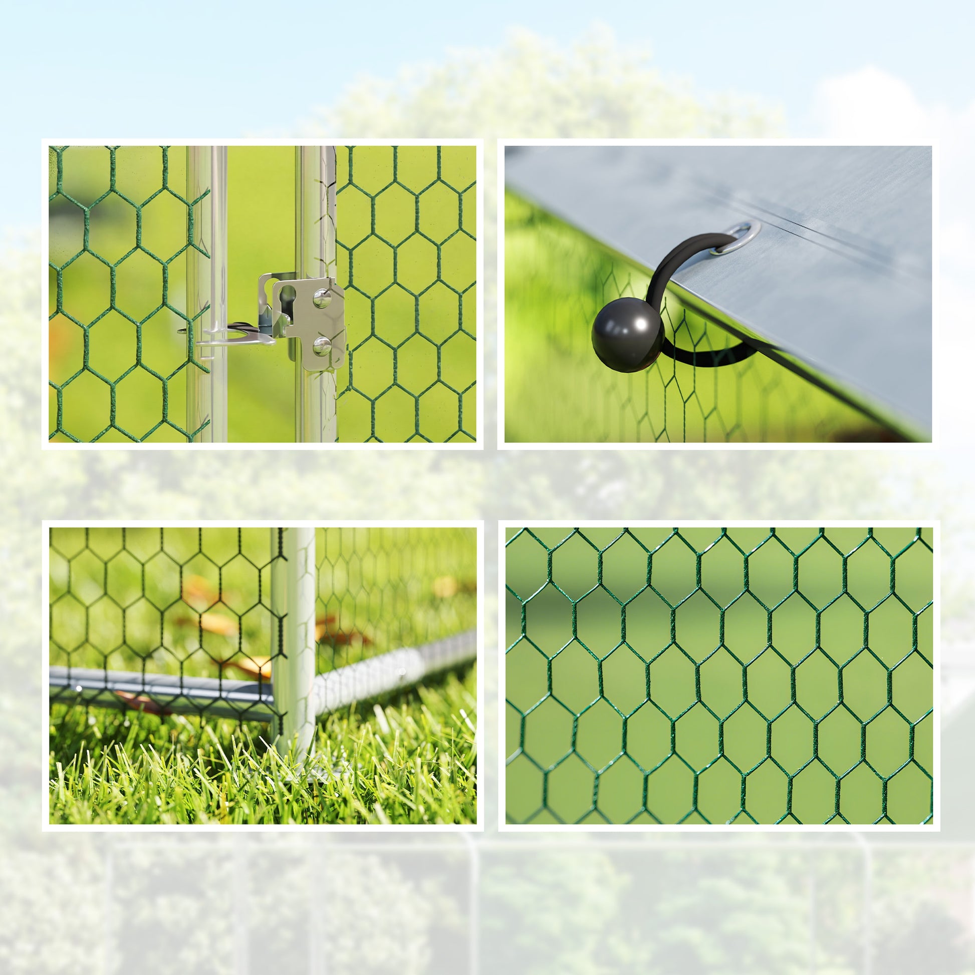 Pawhut Gallinero Para Exterior 2,8x3,4x1,9 M Para 10-16 Gallinas Plata_3