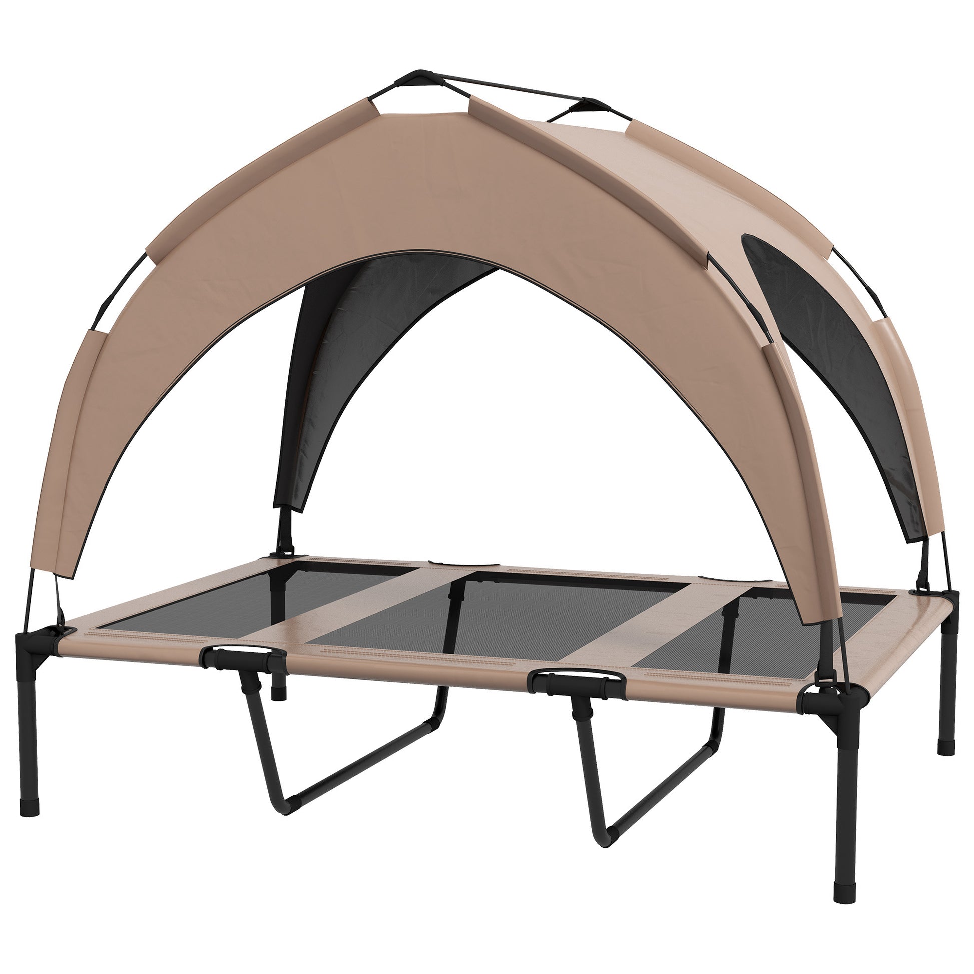 Pawhut Cama Para Perros Elevada Con Toldo Bolsa De Transporte 106x76x94 Cm Café_0