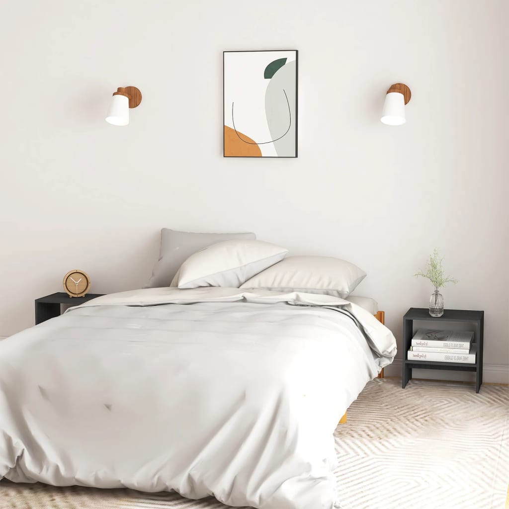 Mesitas De Noche 2 Uds Madera Maciza Pino Gris 40x30,5x40 Cm_1