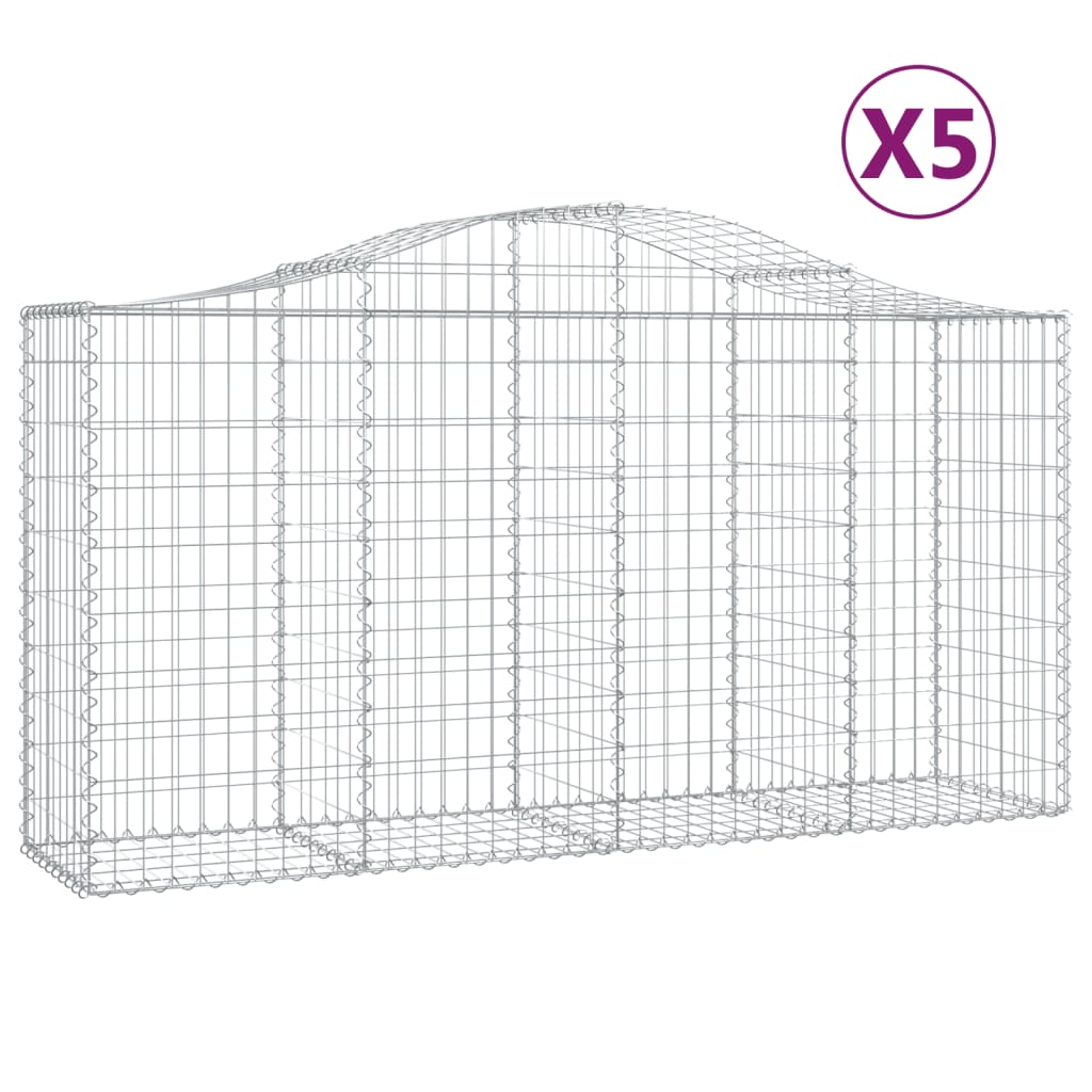 Cestas De Gaviones 5 Uds Forma De Arco Hierro 200x50x100/120cm_0