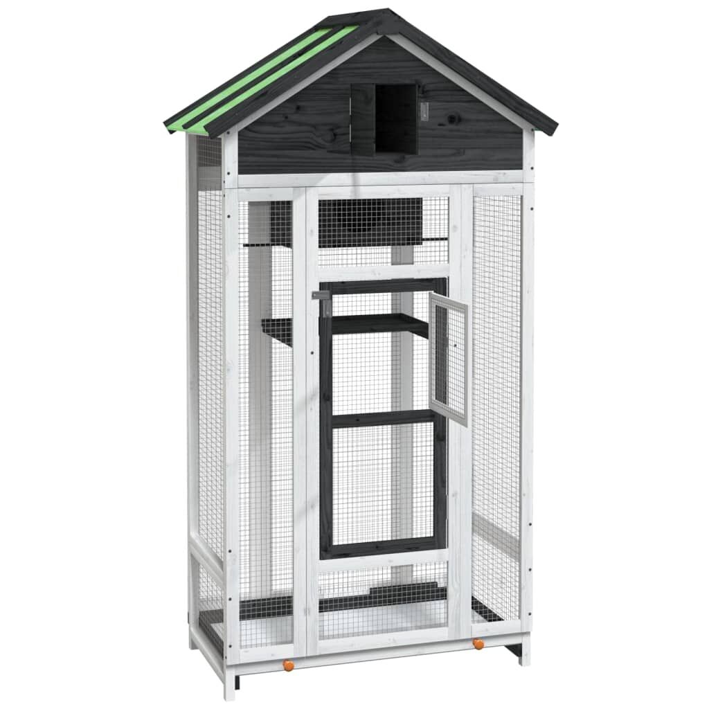 Vidaxl Casita Para Pájaros Madera Maciza Pino Gris 91,5x53x170 Cm_3