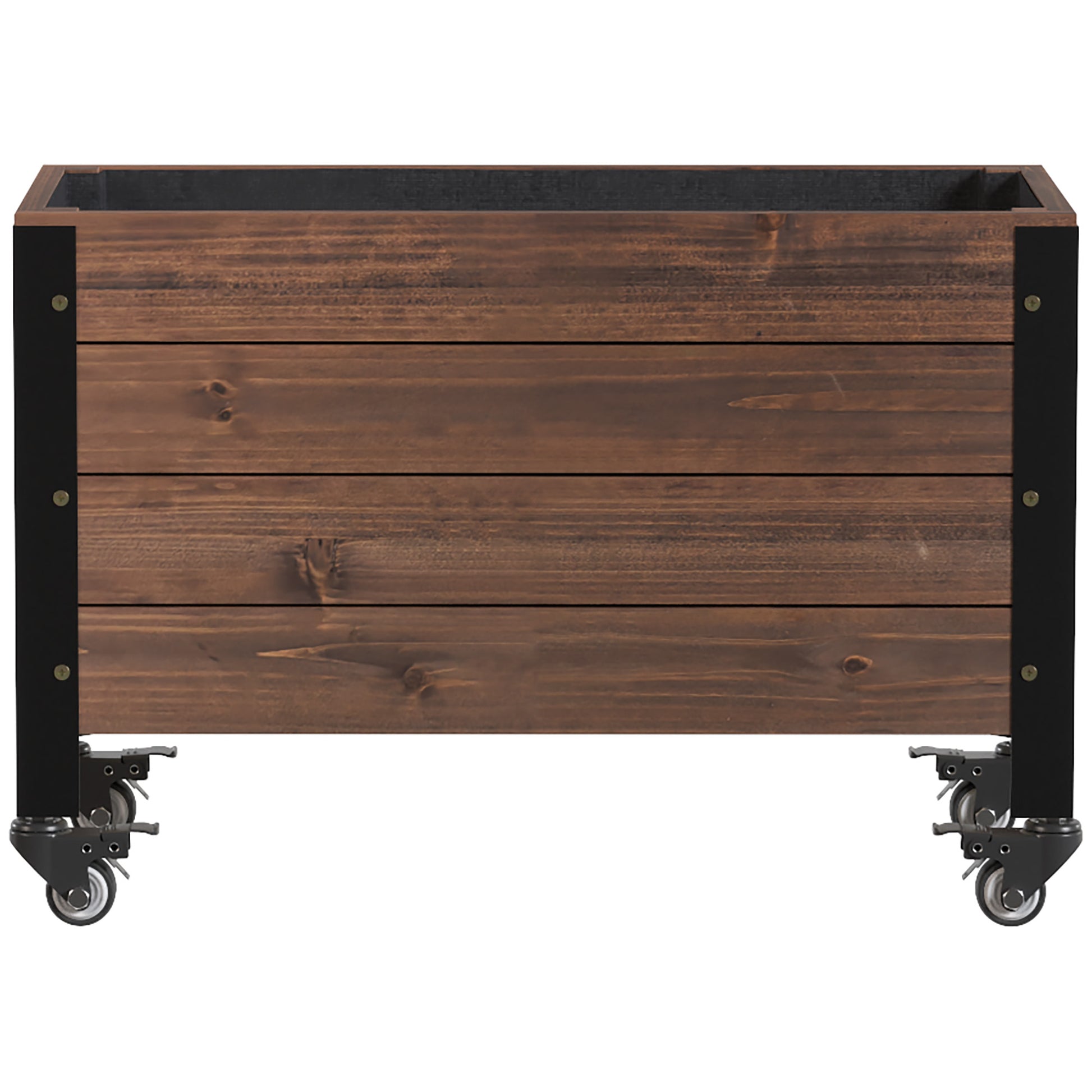 Outsunny Jardinera Exterior De Madera Con Ruedas 60x30x41 Cm Marrón Oscuro_4