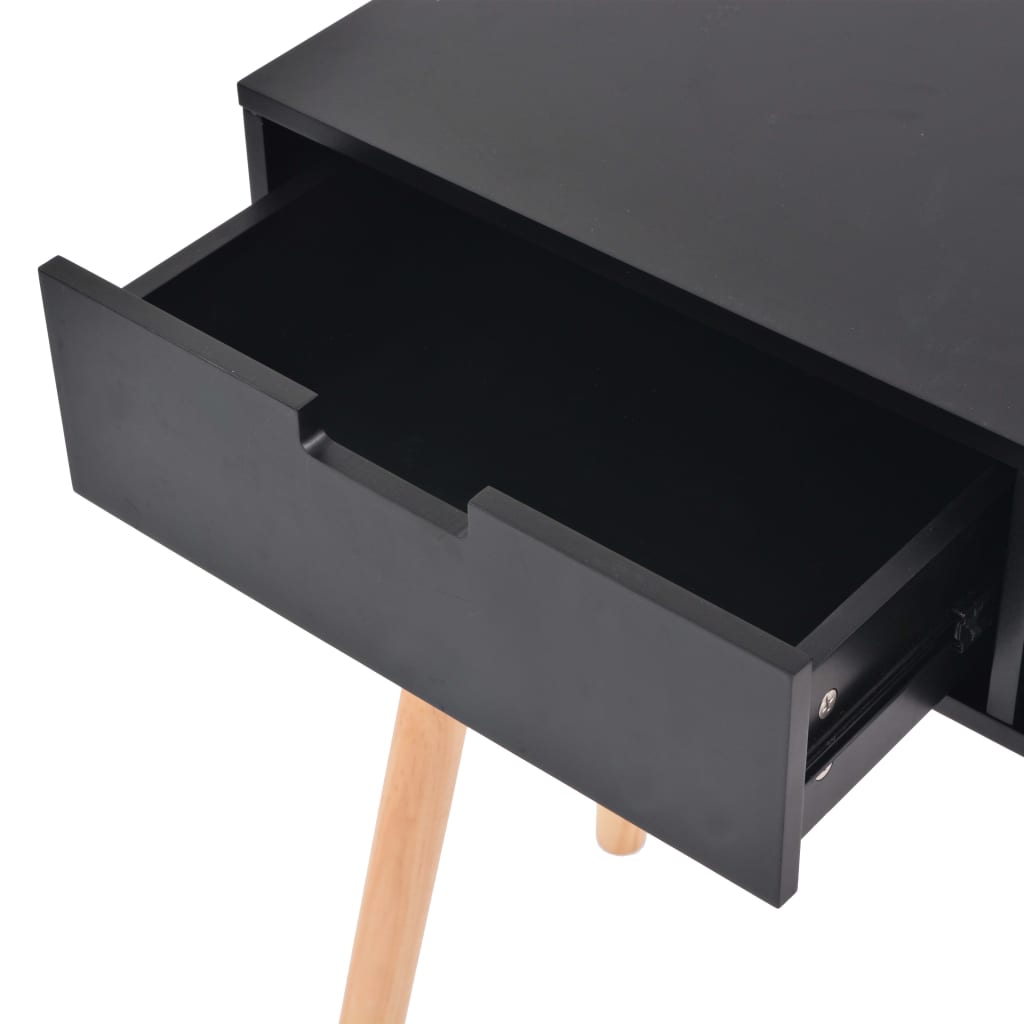 Mesa Consola De Madera Maciza De Pino 80x30x72 Cm Negra_3