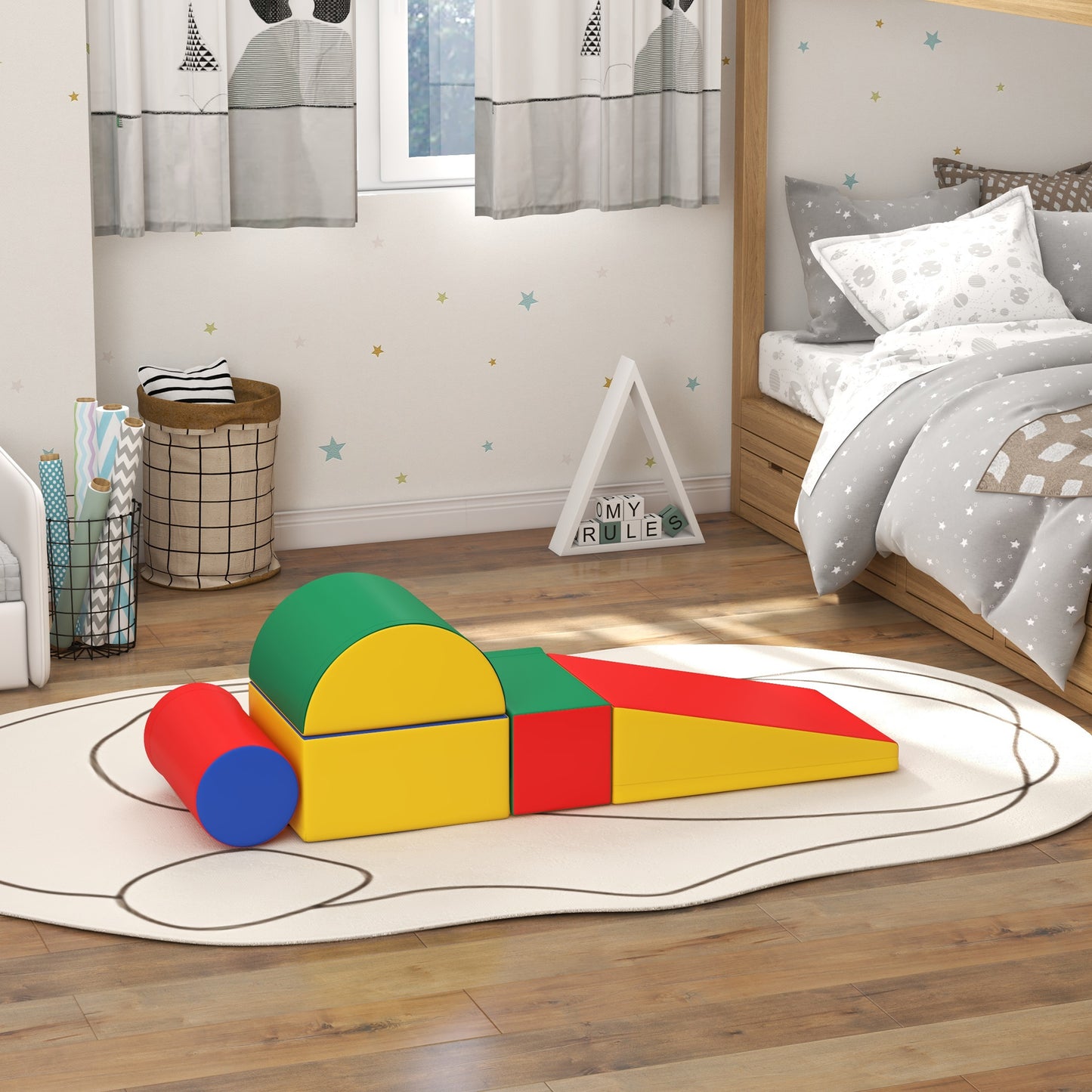 Homcom Juego De 5 Bloques De Espuma Para Niños Para Escalar Y Gatear Multicolor_3