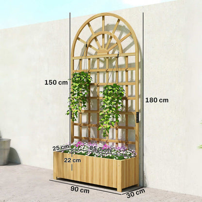 Outsunny Jardinera Con Enrejado De Madera Para Cultivos Verduras 90x30x180 Cm_2
