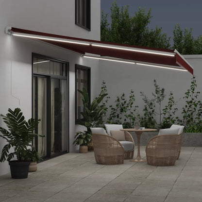 Toldo Retráctil Manual Con Luces Led Burdeos 600x350 Cm_2
