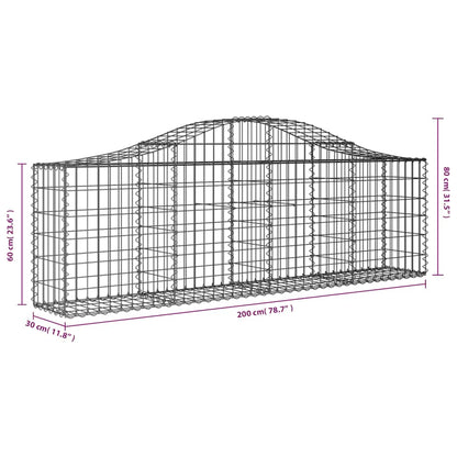 Cestas Gaviones 3 Uds Forma De Arco Hierro 200x30x60/80 Cm_5