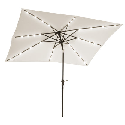 Outsunny Sombrilla De Jardín 268x205x248 Cm Con Techo Inclinable Luces Led Crema_0