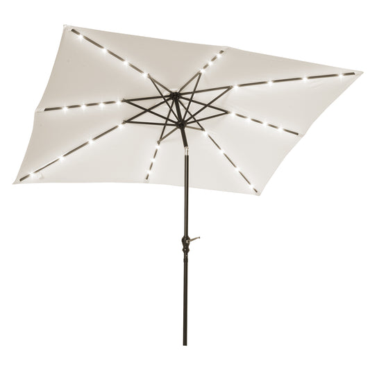 Outsunny Sombrilla De Jardín 268x205x248 Cm Con Techo Inclinable Luces Led Crema_0