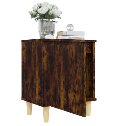 Mesita De Noche Con Patas Madera Roble Ahumado 40x30x50 Cm_2