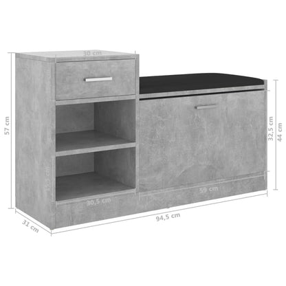 Vidaxl Banco Zapatero Madera De Ingeniería Gris Hormigón 94,5x31x57 Cm_5