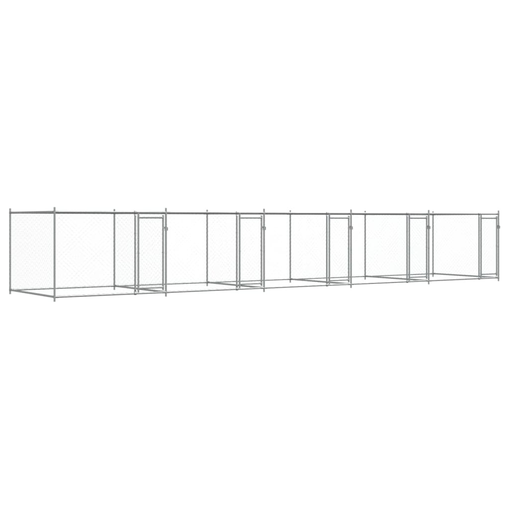 Jaula De Perros Con Puertas Acero Galvanizado Gris 10x2x1,5 M_0