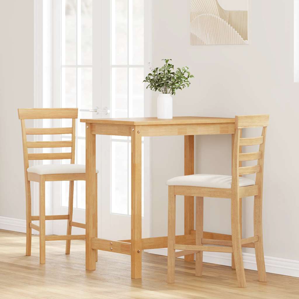 Taburetes De Bar Con Cojines 2 Uds Madera Maciza Natural Caucho_1