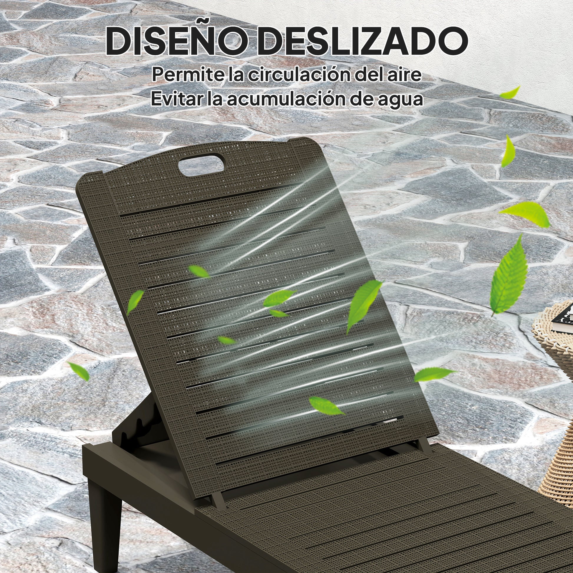 Outsunny Pack De 2 Tumbonas De Jardín Exterior Respaldo Ajustable Negro_5
