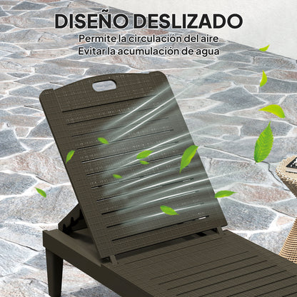 Outsunny Pack De 2 Tumbonas De Jardín Exterior Respaldo Ajustable Negro_5