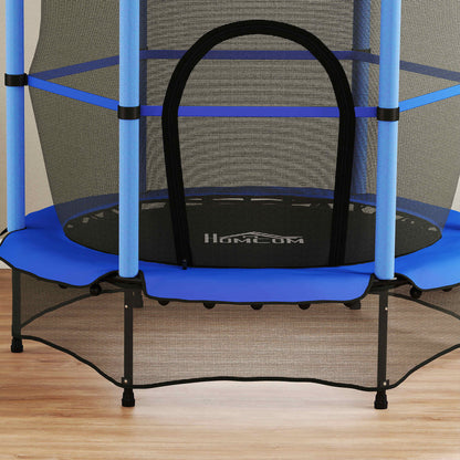 Homcom Cama Elástica Infantil Ø140 Cm Con Red De Seguridad Azul Y Negro_4