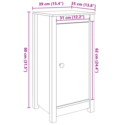 Aparador De Madera Maciza De Pino Blanco 39x35x80 Cm / Vetonek_4