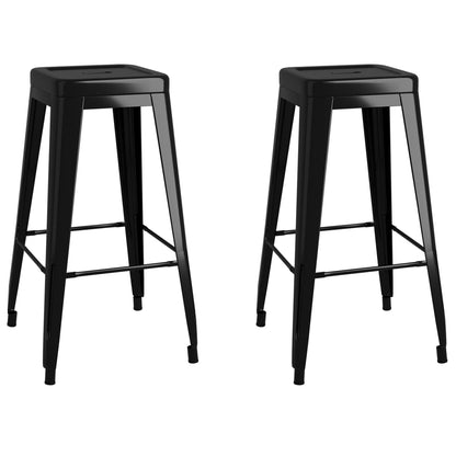 Taburetes De Bar Apilables 2 Unidades De Metal Negro_0