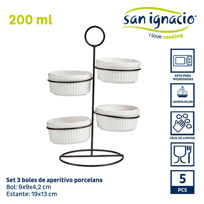 Set 4 Bols Redondo Blanco Con Estante Me Colección Vessia_1