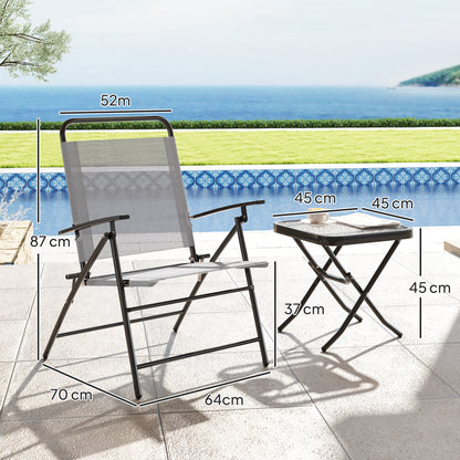Outsunny Conjunto De Mesa Y Sillas De Terraza Exterior Plegables De 3 Piezas_2