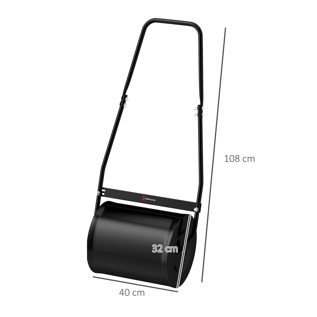 Rodillo De Césped Durhand Negro 30l Llena De Agua 50x32x108cm Acero_2